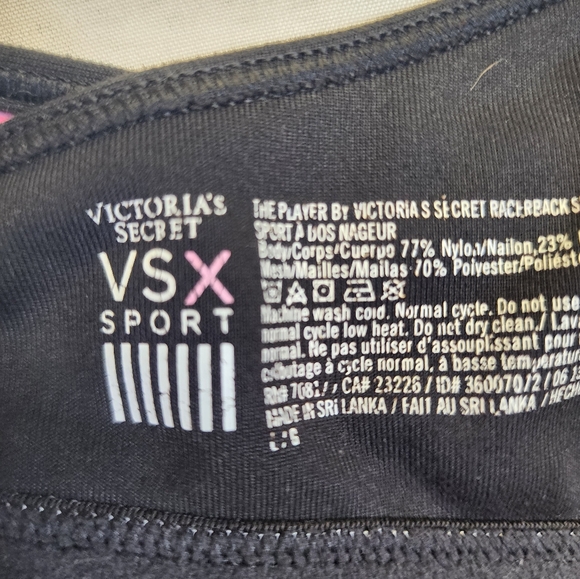 Victoria's Secret VSX SPORT Pink Logo Print Racerback Athletic Sports Bra Large - Picture 3 of 3